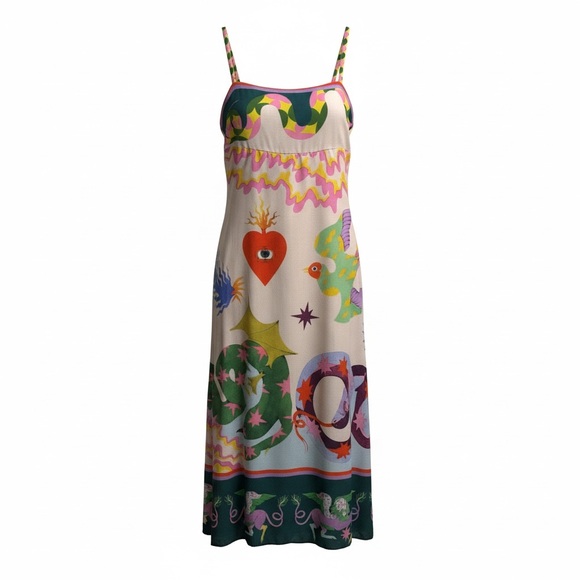 Dresses & Skirts - Maxi Dress with Sacred Heart, Snake, Foo Dogs - SKU 1112